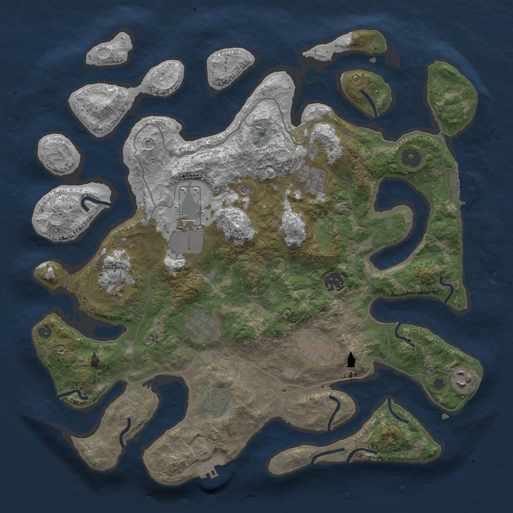 Rust Map: Procedural Map, Size: 4000, Seed: 7435, 16 Monuments