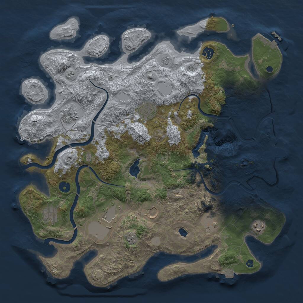 Rust Map: Procedural Map, Size: 4000, Seed: 7435, 15 Monuments