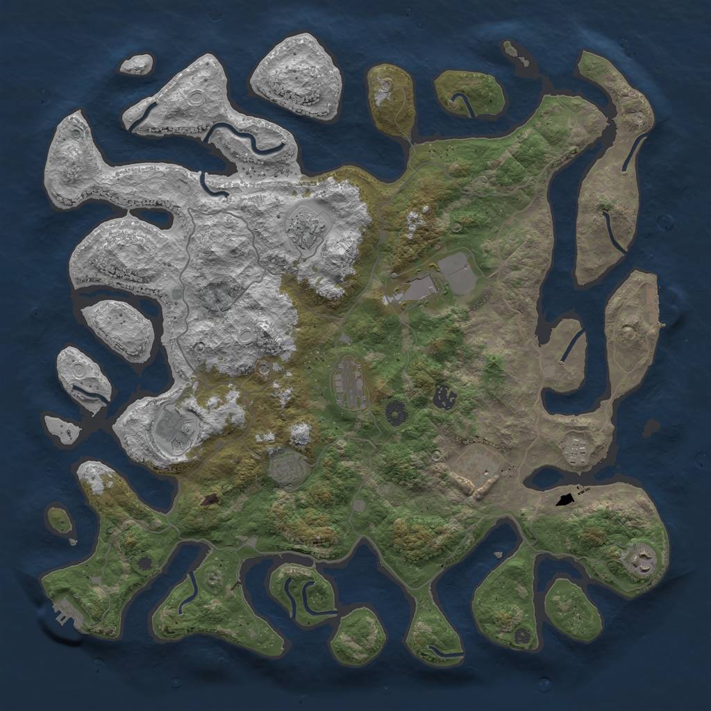 Rust Map: Procedural Map, Size: 4500, Seed: 2114932212, 17 Monuments