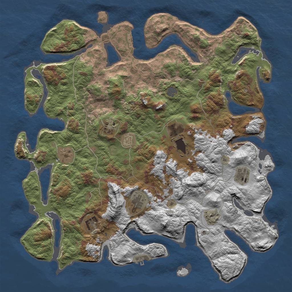 Rust Map: Barren, Size: 4500, Seed: 80611, 15 Monuments