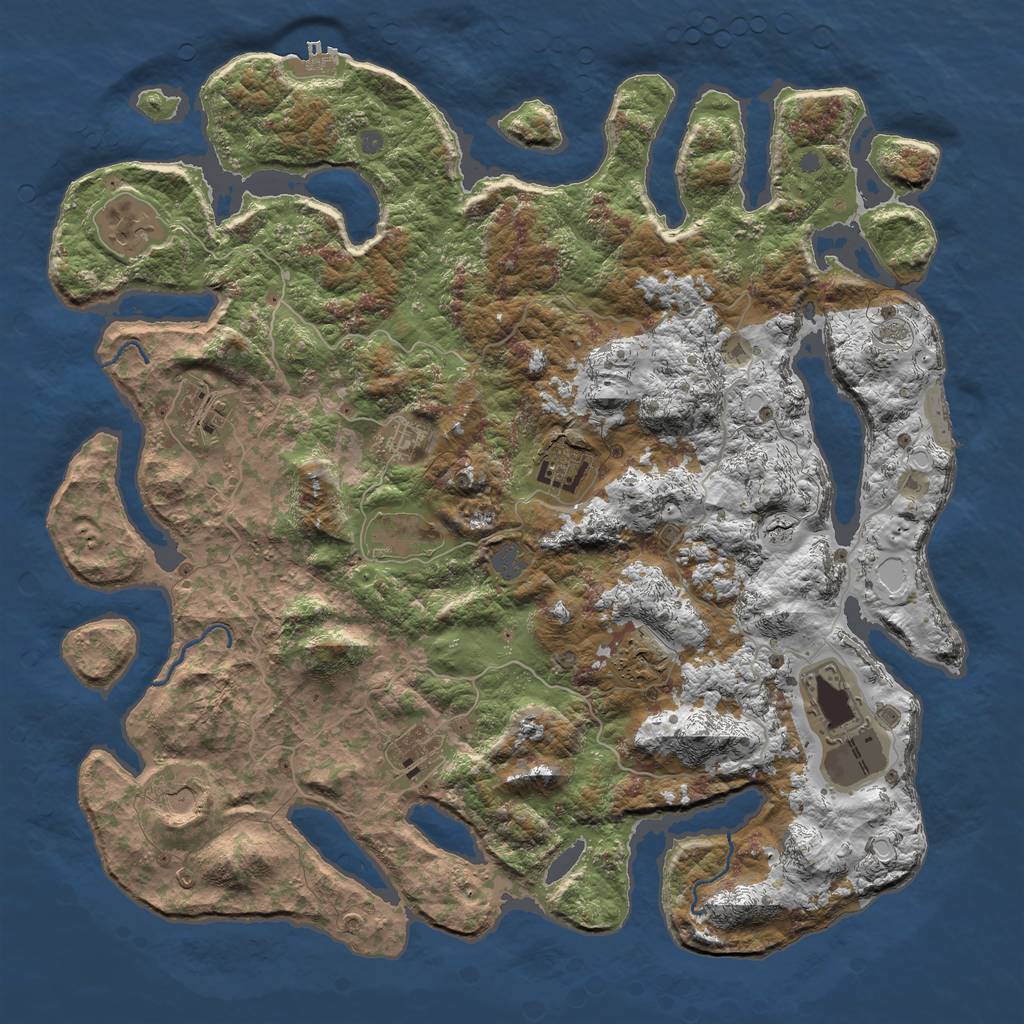 Rust Map: Procedural Map, Size: 4500, Seed: 836412306, 16 Monuments