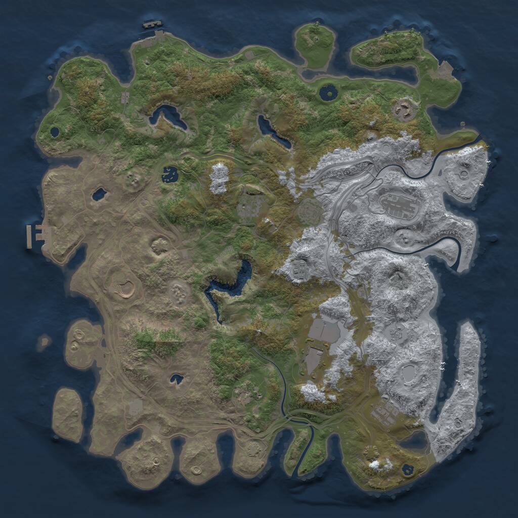 Rust Map: Procedural Map, Size: 4500, Seed: 836412306, 16 Monuments