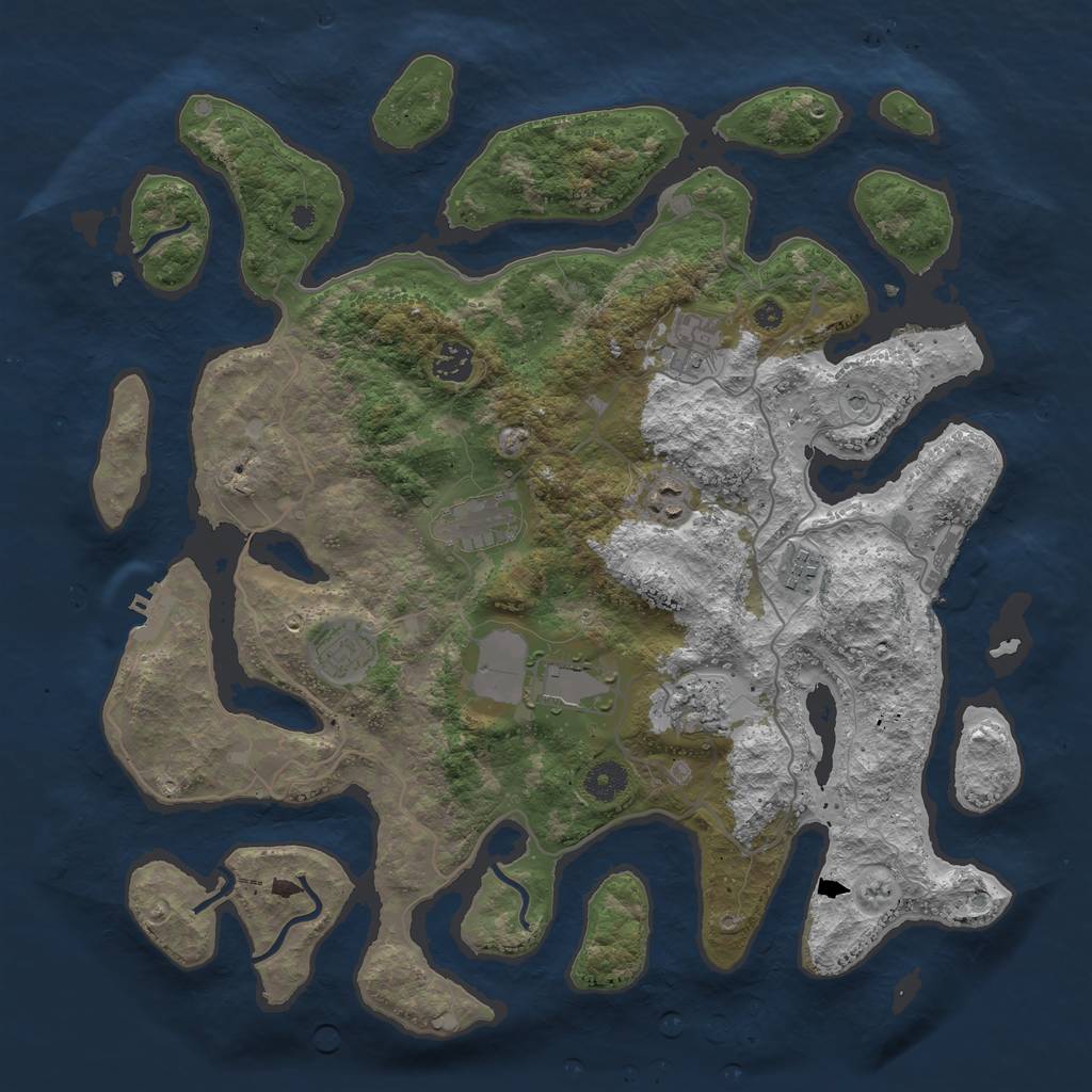 Rust Map: Procedural Map, Size: 4000, Seed: 102214, 13 Monuments