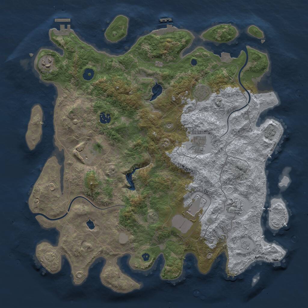 Rust Map: Procedural Map, Size: 4000, Seed: 102214, 14 Monuments