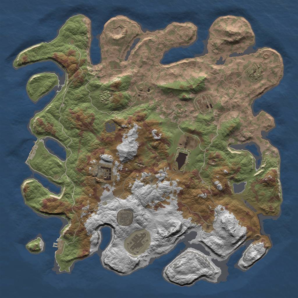 Rust Map: Barren, Size: 4200, Seed: 23574325, 15 Monuments