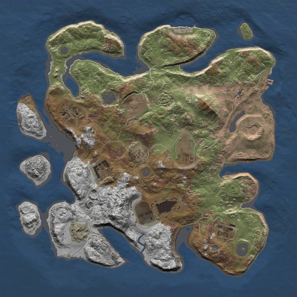 Rust Map: Procedural Map, Size: 3500, Seed: 1039028877, 16 Monuments
