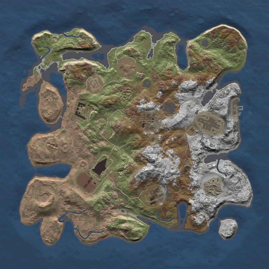 Rust Map: Procedural Map, Size: 3500, Seed: 1004589463, 15 Monuments