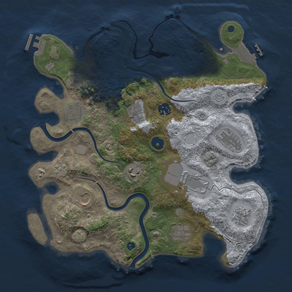 Rust Map: Procedural Map, Size: 3500, Seed: 1004589463, 16 Monuments