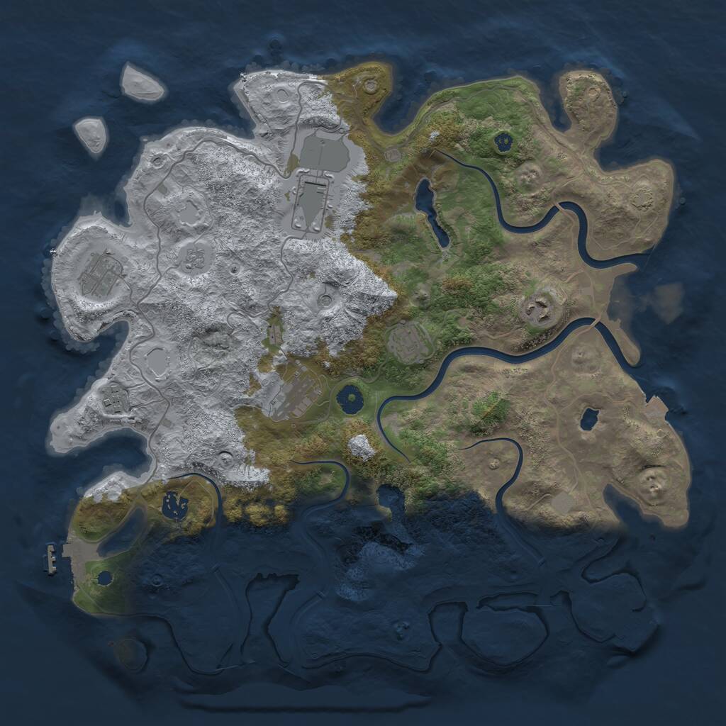 Rust Map: Procedural Map, Size: 4000, Seed: 1174009006, 13 Monuments