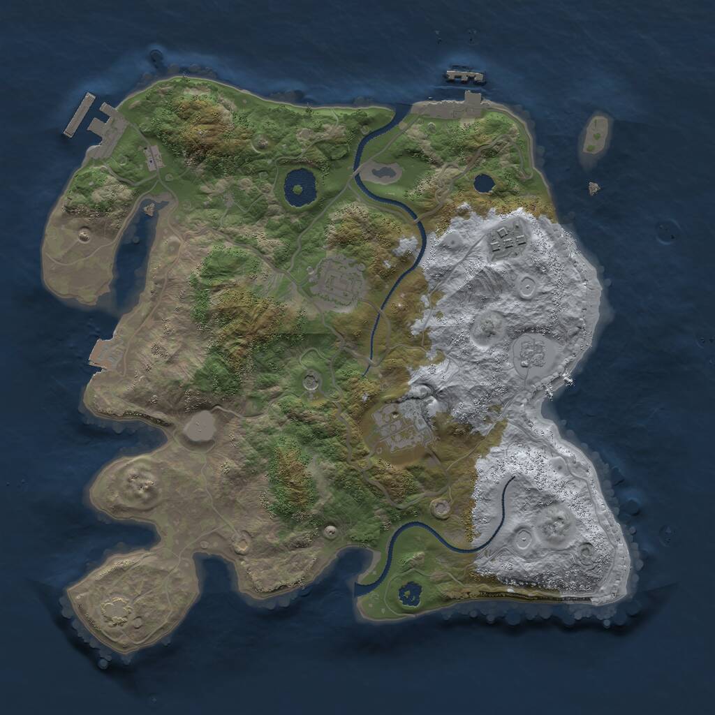 Rust Map: Procedural Map, Size: 3000, Seed: 300013412, 9 Monuments