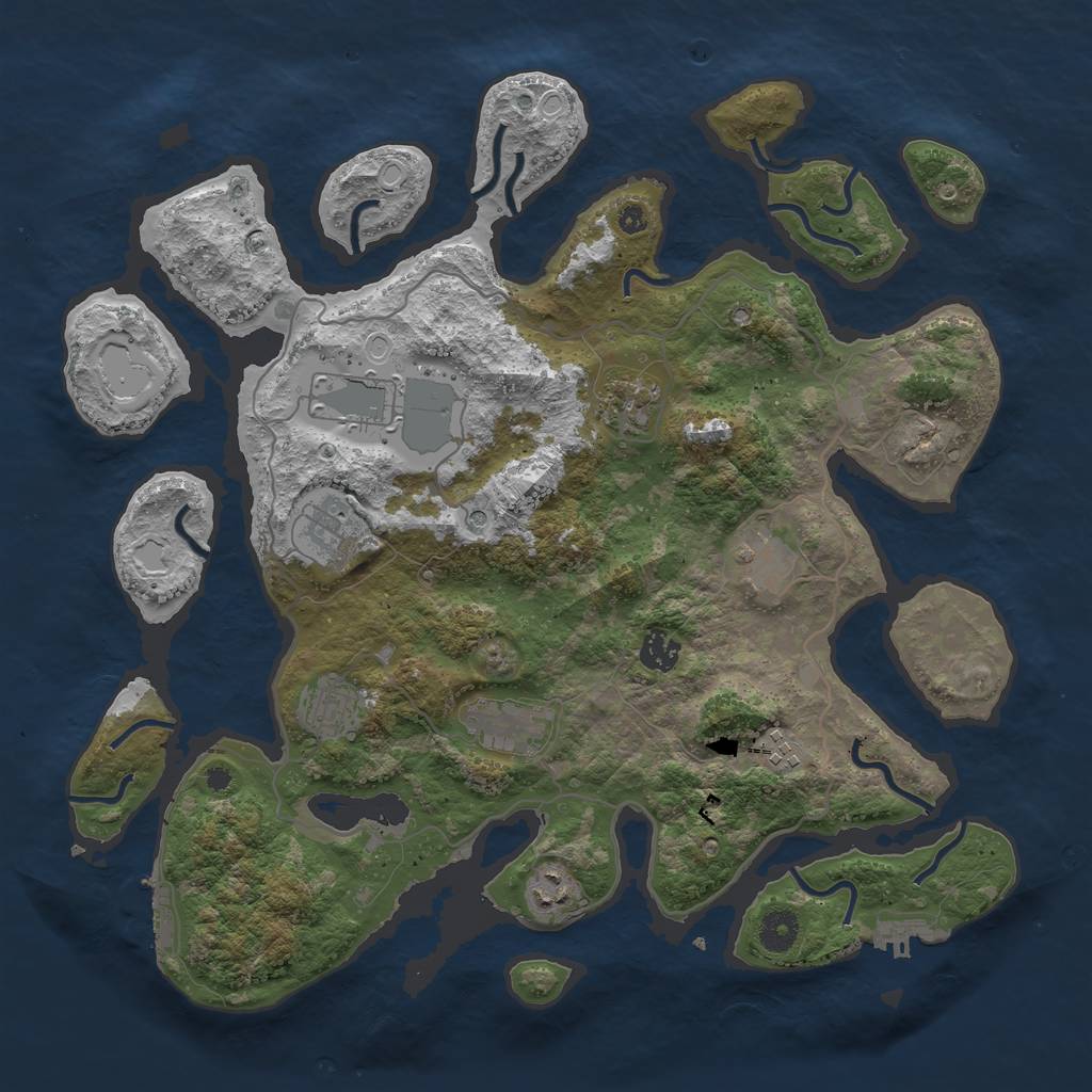 Rust Map: Procedural Map, Size: 4000, Seed: 735710706, 20 Monuments