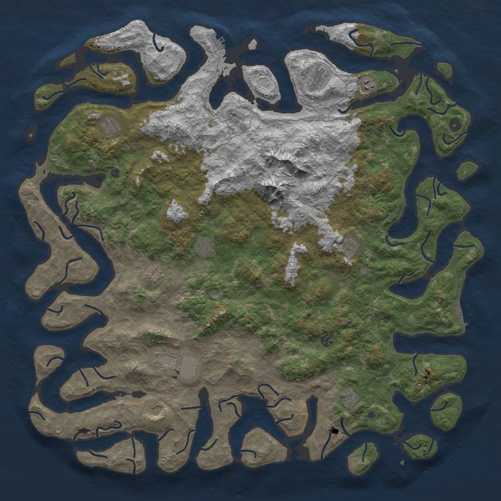 Rust Map: Procedural Map, Size: 6000, Seed: 592847, 19 Monuments