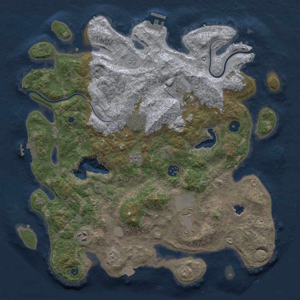 Rust Map: Procedural Map, Size: 4000, Seed: 394496605, 12 Monuments