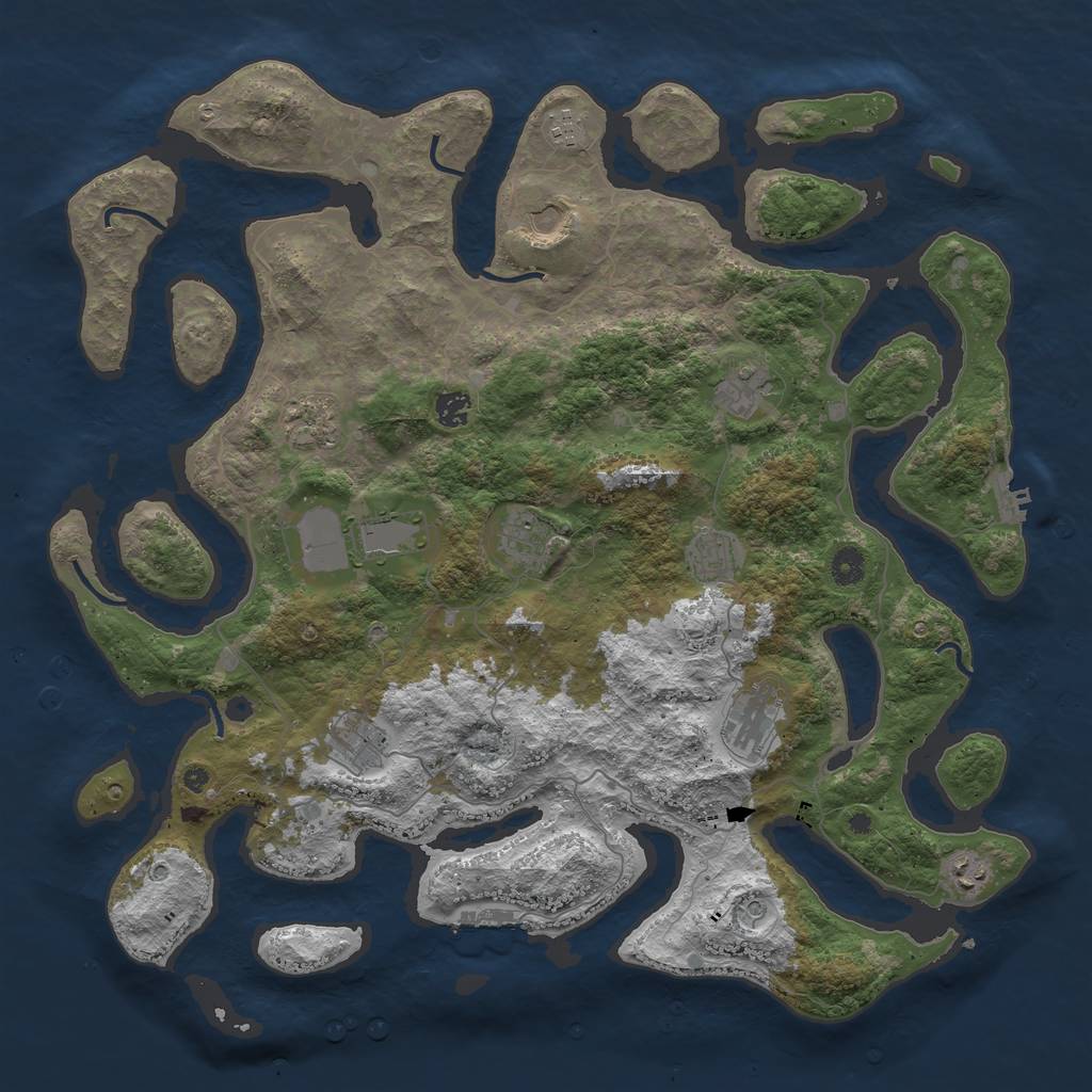 Rust Map: Procedural Map, Size: 4500, Seed: 54987, 16 Monuments