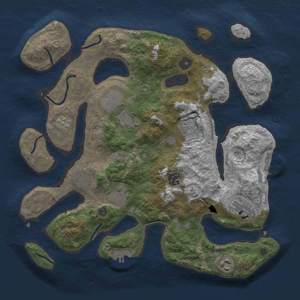 Rust Map: Procedural Map, Size: 3500, Seed: 175444, 13 Monuments