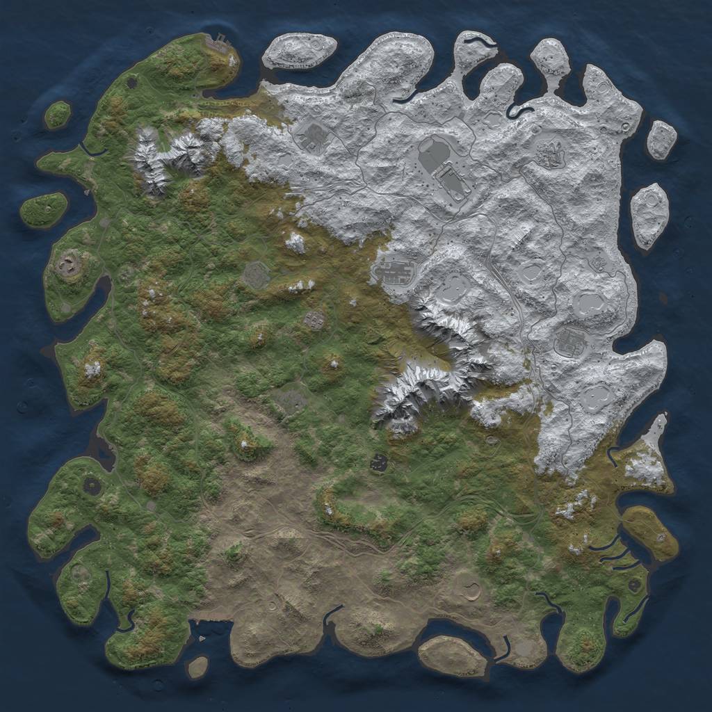 Rust Map: Procedural Map, Size: 6000, Seed: 5594571, 20 Monuments