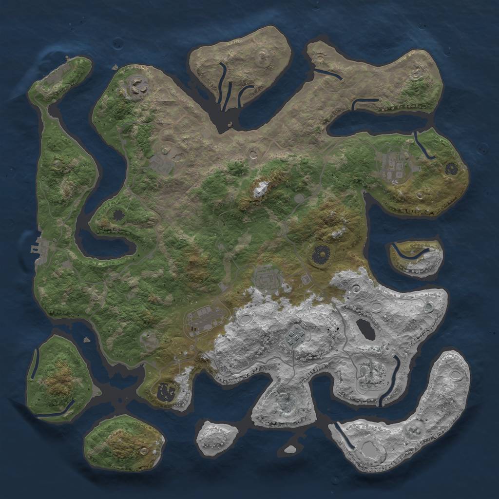 Rust Map: Procedural Map, Size: 4000, Seed: 514733813, 19 Monuments