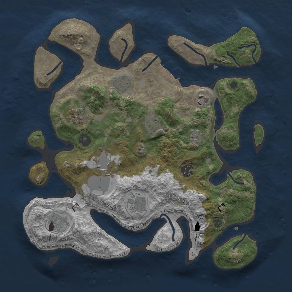 Rust Map: Procedural Map, Size: 3515, Seed: 8376, 13 Monuments