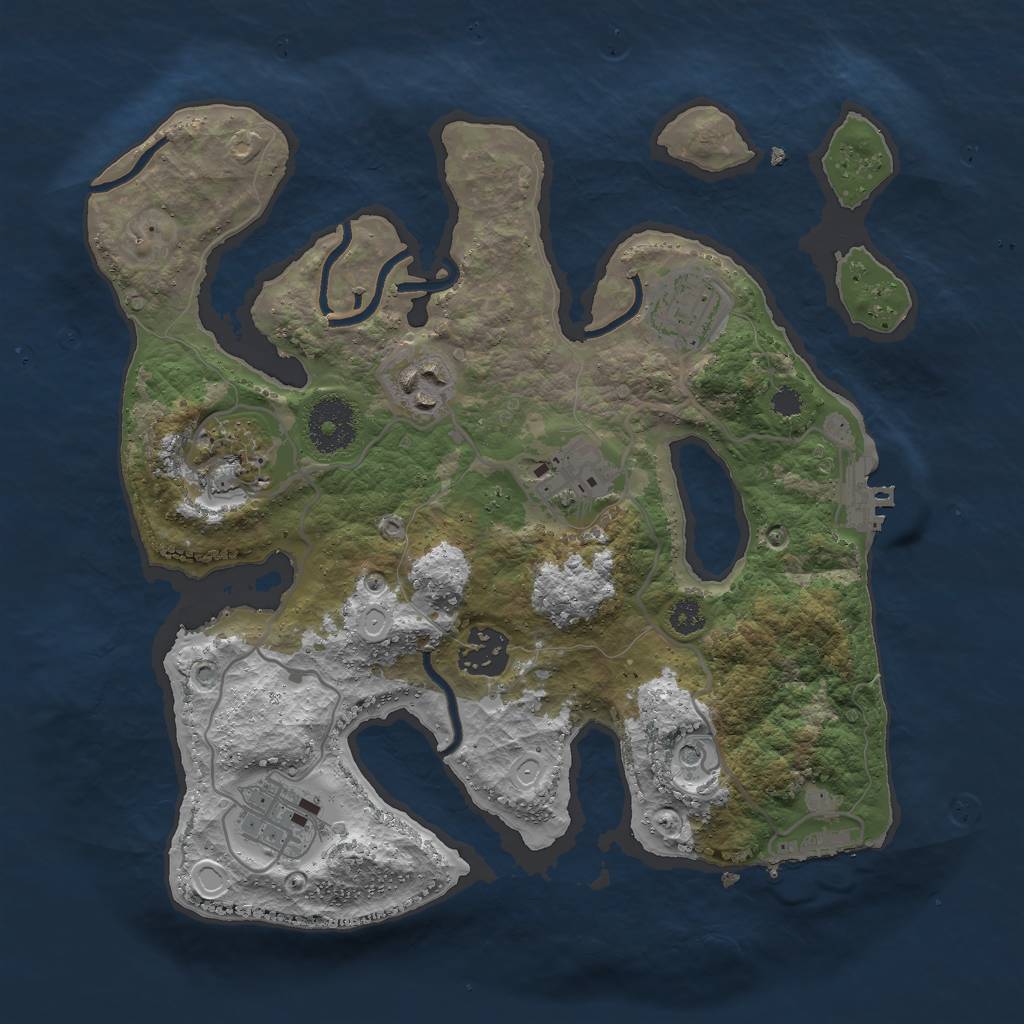 Rust Map: Procedural Map, Size: 3000, Seed: 8707, 17 Monuments