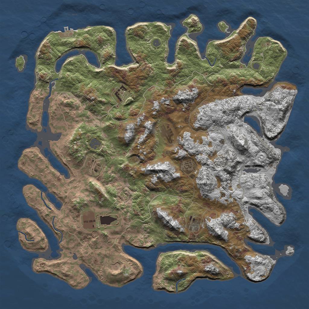 Rust Map: Procedural Map, Size: 4500, Seed: 685832748, 13 Monuments