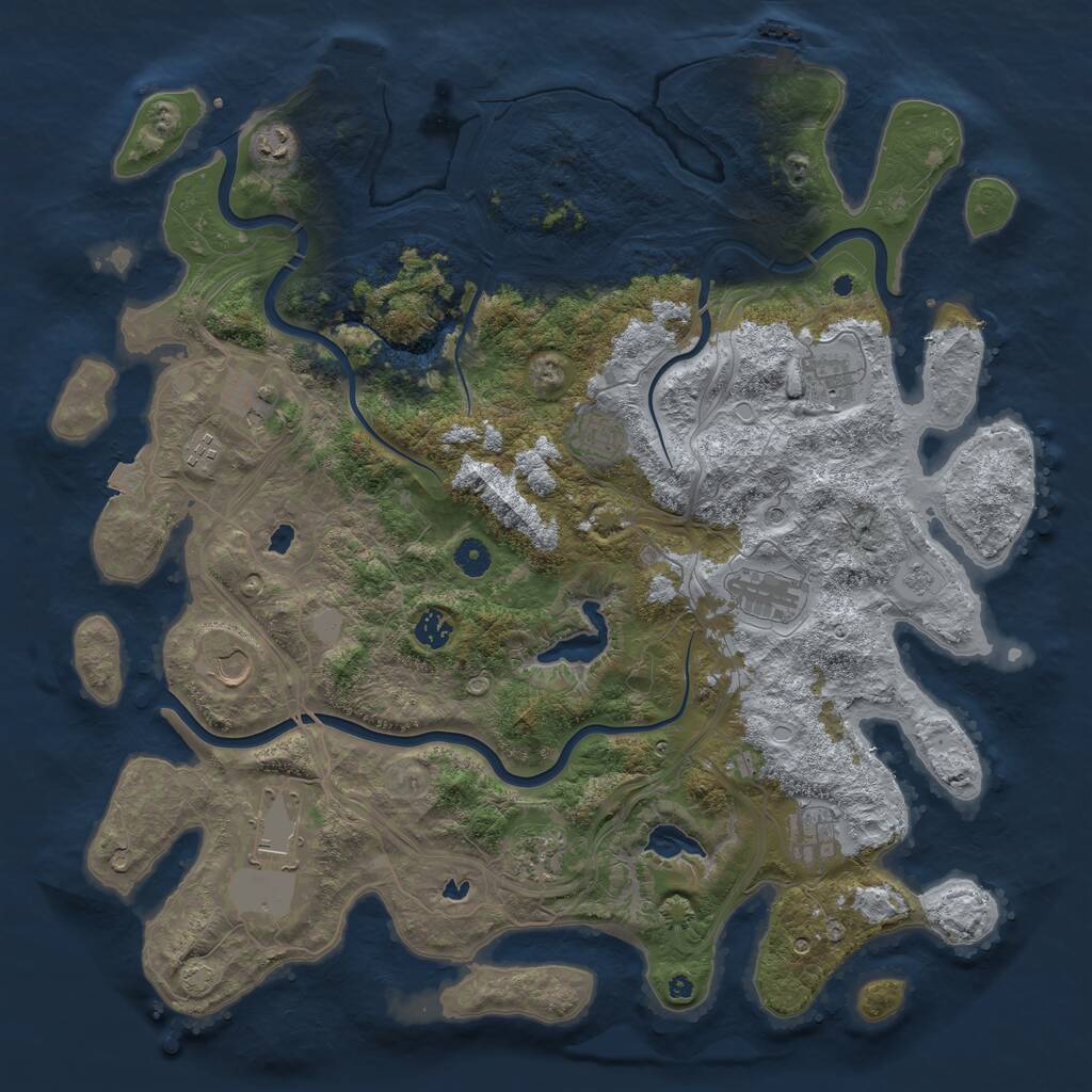 Rust Map: Procedural Map, Size: 4500, Seed: 685832748, 17 Monuments