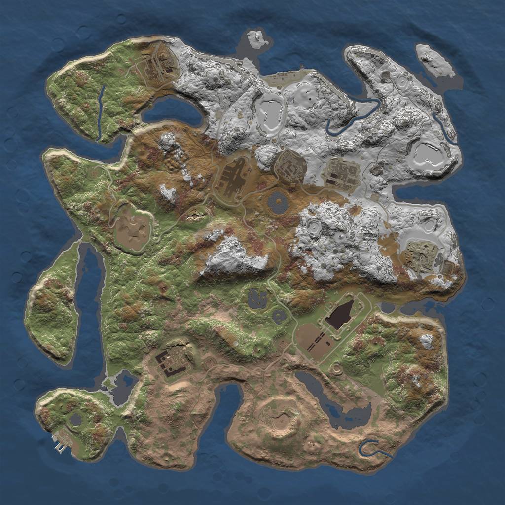 Rust Map: Procedural Map, Size: 3600, Seed: 435436, 16 Monuments
