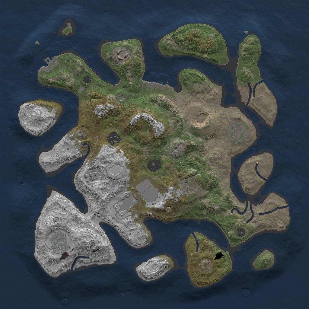 Rust Map: Procedural Map, Size: 3600, Seed: 5493, 19 Monuments