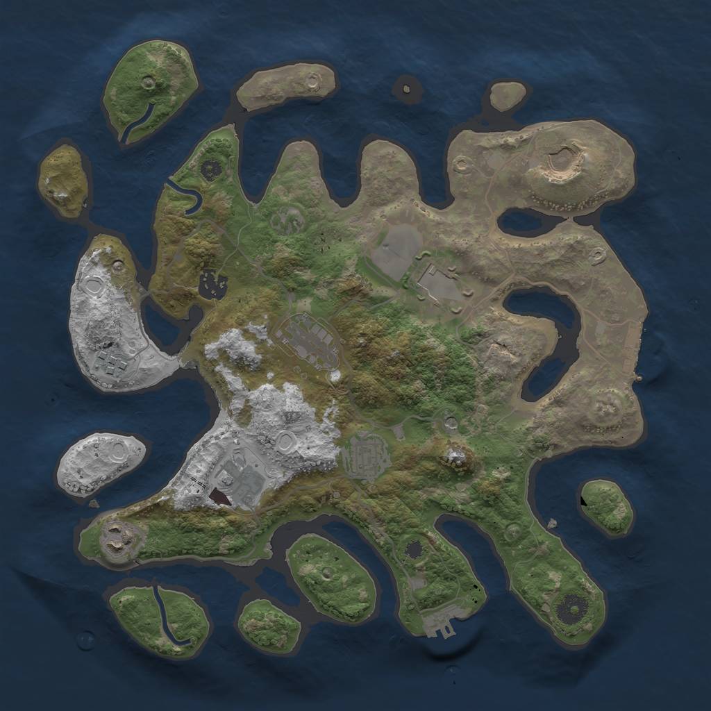 Rust Map: Procedural Map, Size: 3500, Seed: 251307, 19 Monuments