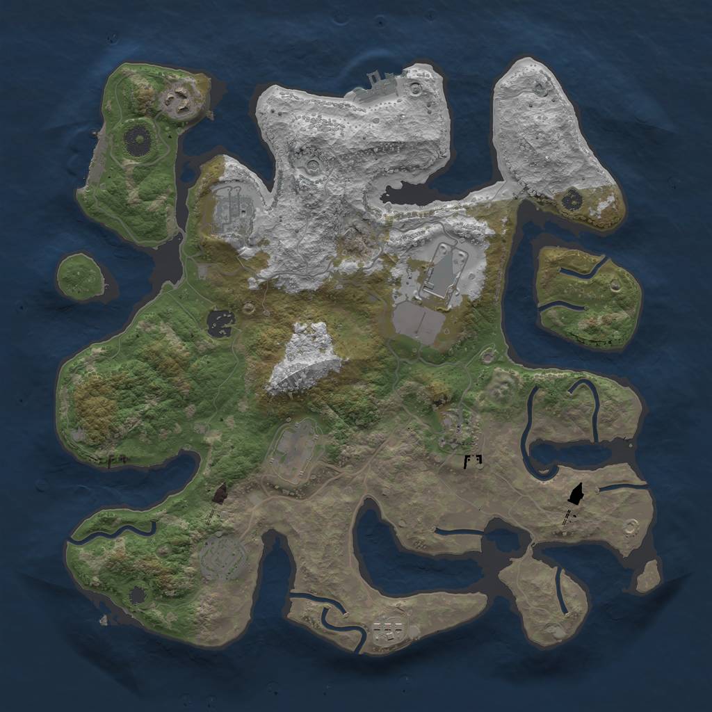 Rust Map: Procedural Map, Size: 3700, Seed: 58, 13 Monuments