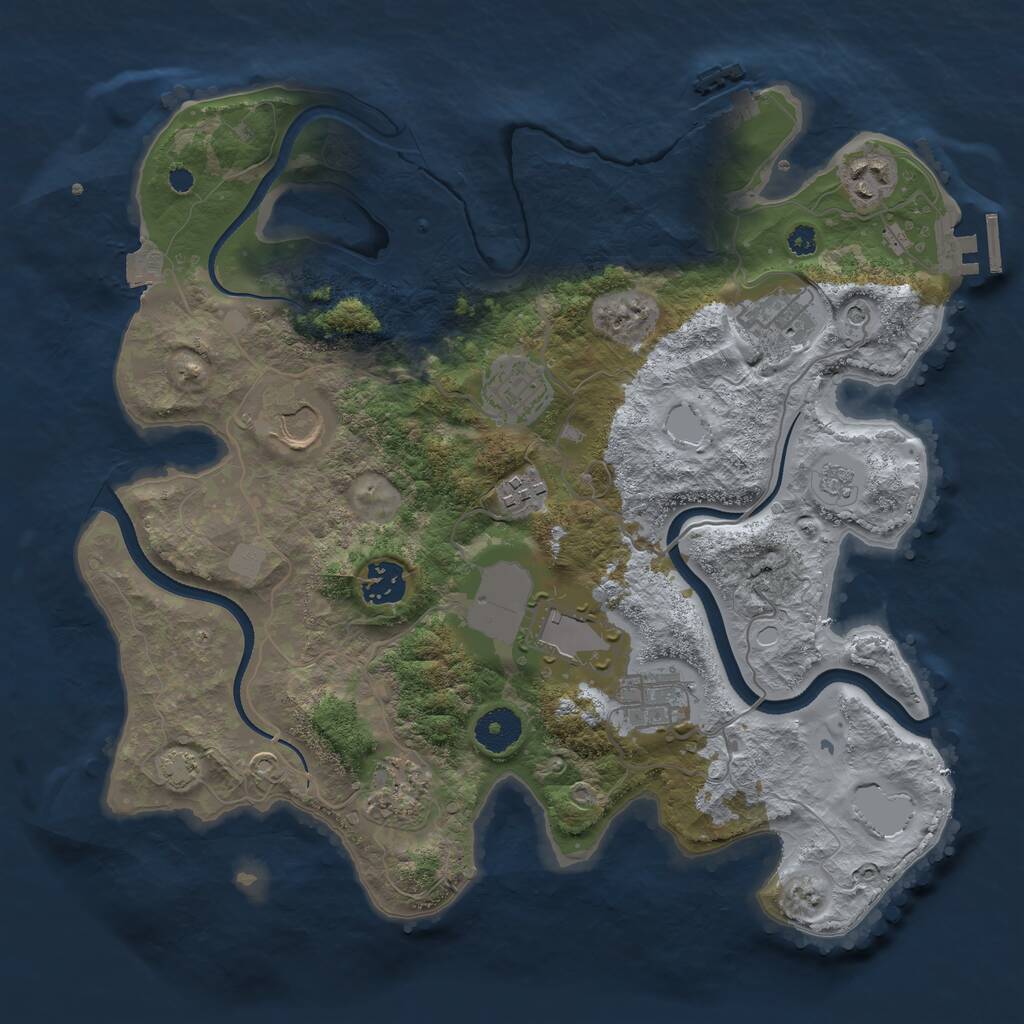 Rust Map: Procedural Map, Size: 3500, Seed: 877747, 15 Monuments