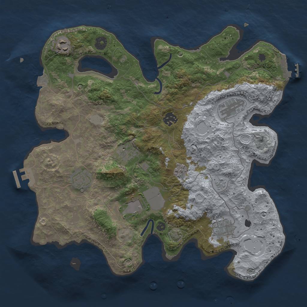 Rust Map: Procedural Map, Size: 3500, Seed: 877747, 15 Monuments