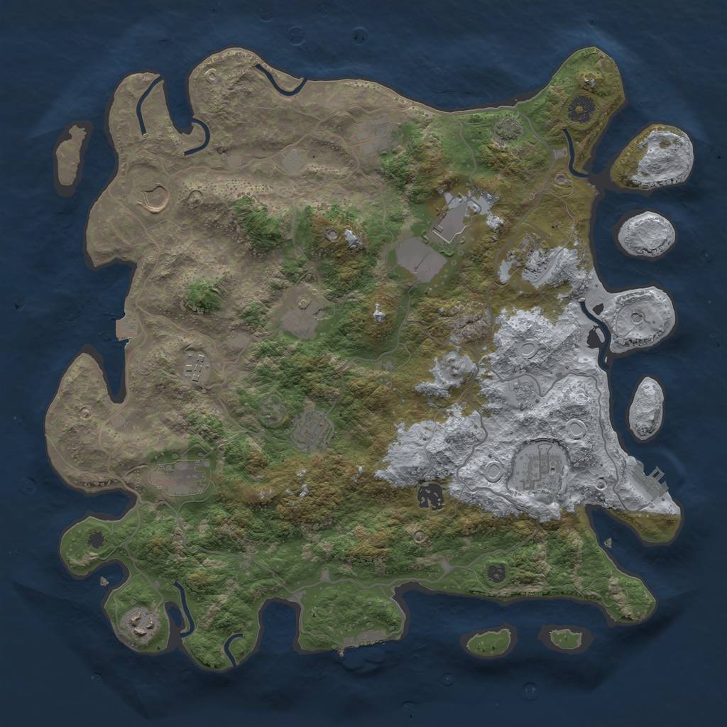 Rust Map: Procedural Map, Size: 4000, Seed: 936910259, 19 Monuments