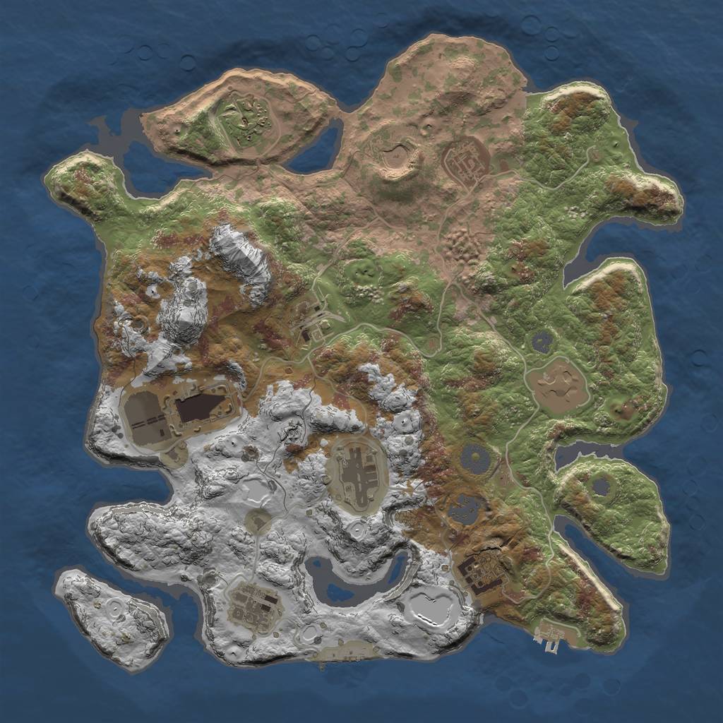 Rust Map: Procedural Map, Size: 3600, Seed: 1385016690, 16 Monuments