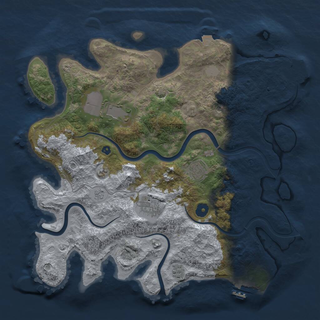 Rust Map: Procedural Map, Size: 3600, Seed: 1385016690, 10 Monuments