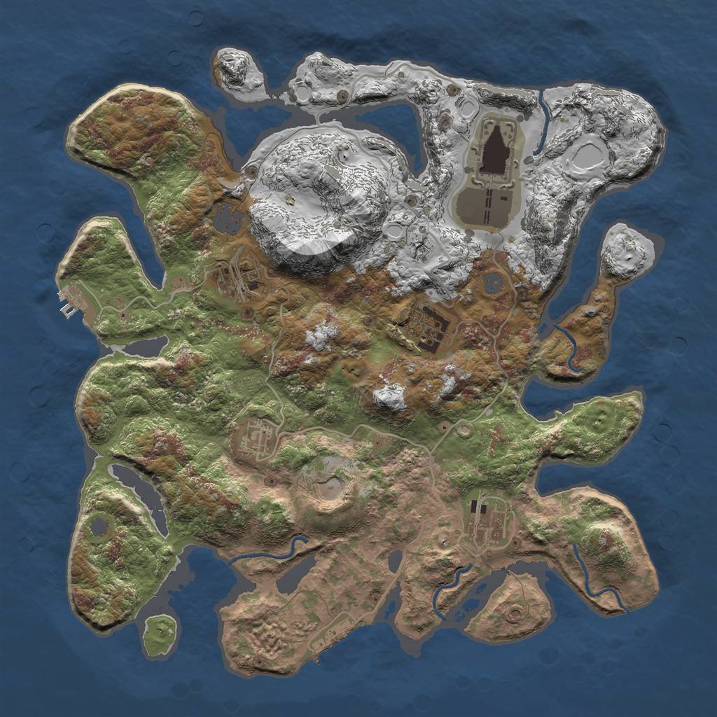 Rust Map: Procedural Map, Size: 3500, Seed: 1837177391, 13 Monuments