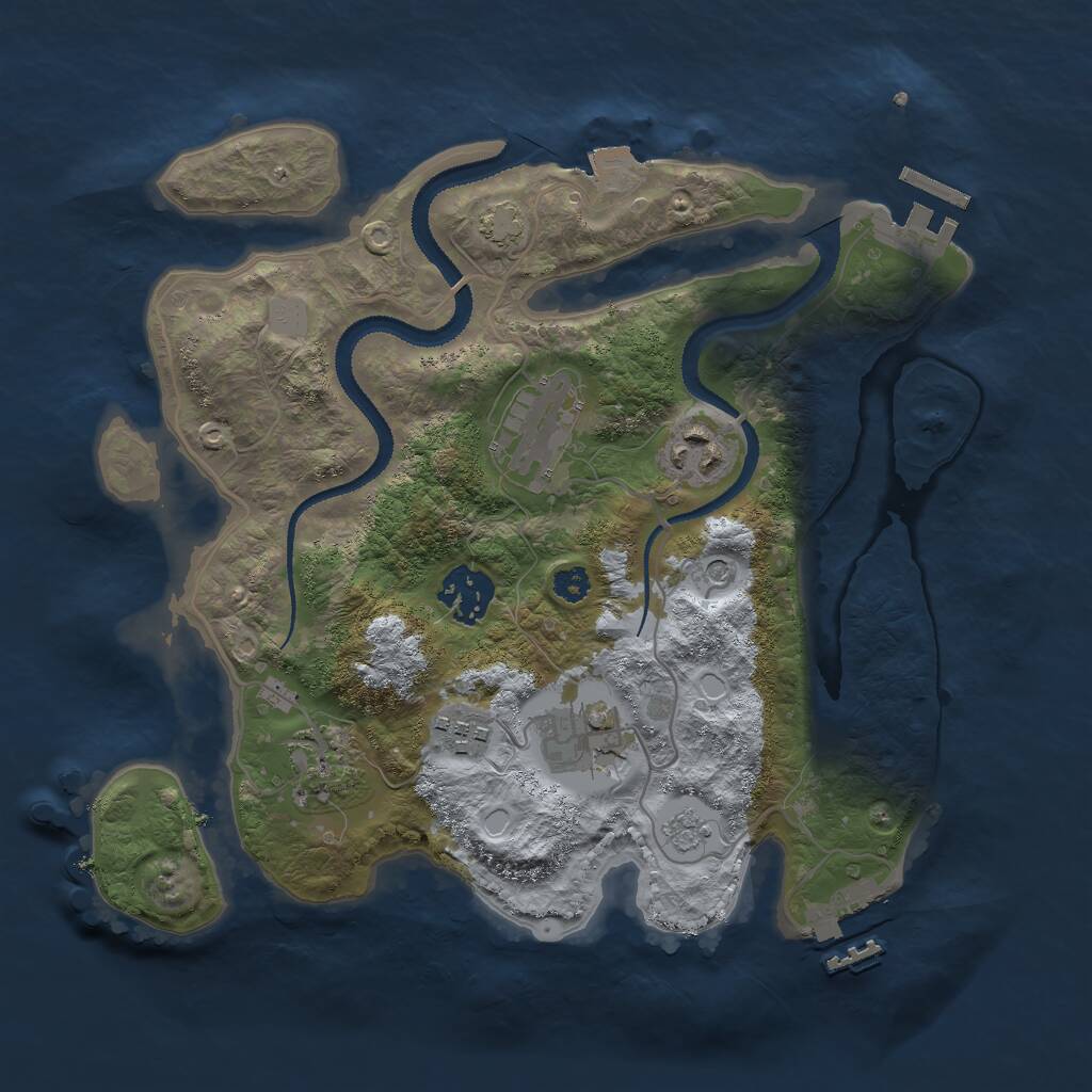 Rust Map: Procedural Map, Size: 3000, Seed: 1199420357, 12 Monuments