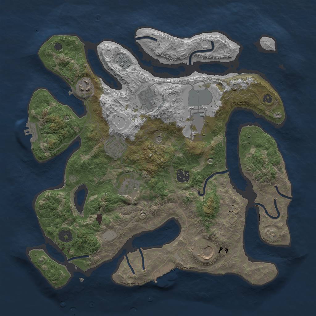 Rust Map: Procedural Map, Size: 3500, Seed: 1113029, 16 Monuments