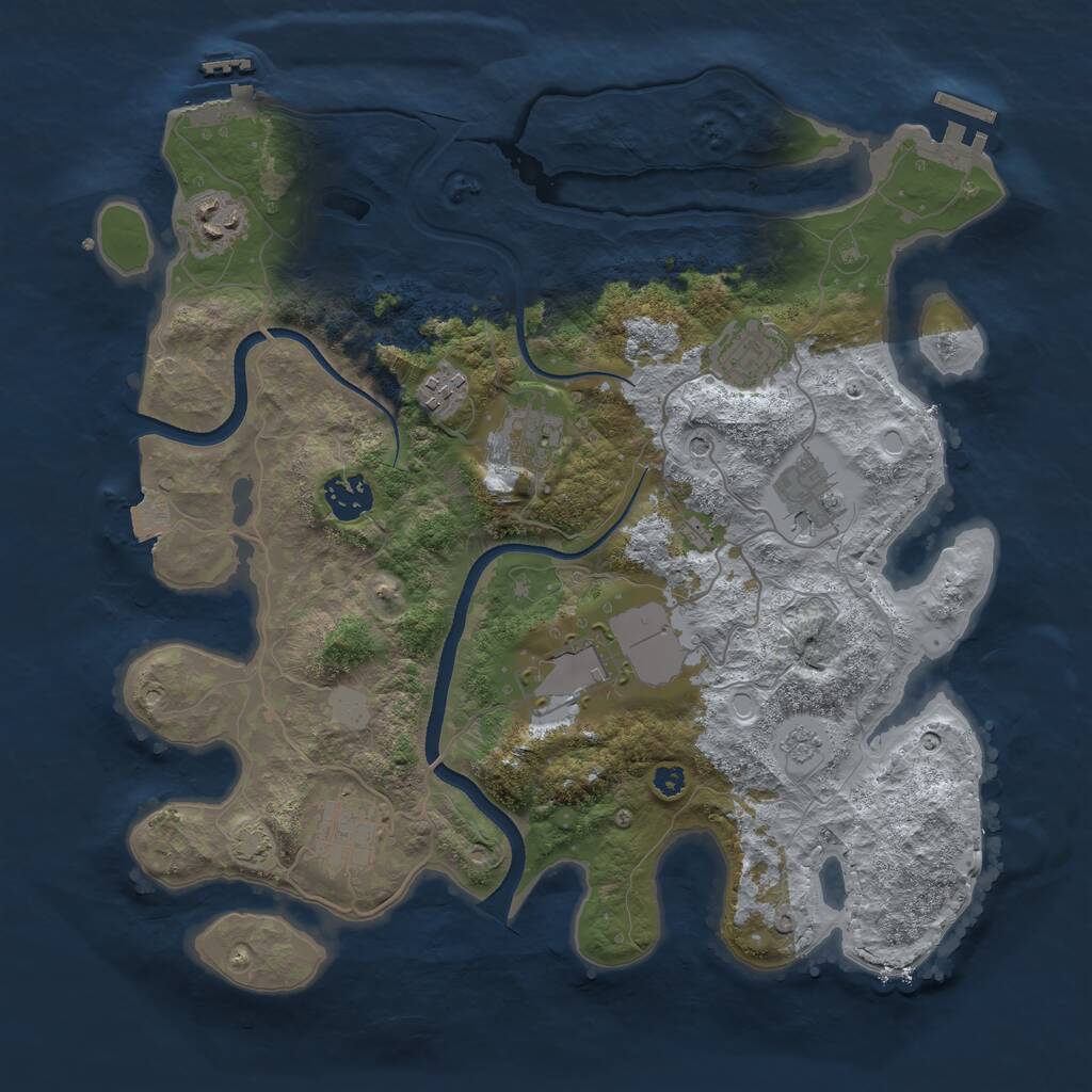 Rust Map: Procedural Map, Size: 3500, Seed: 1024050651, 14 Monuments