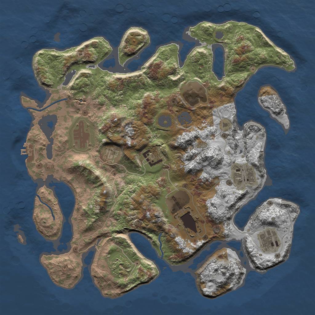 Rust Map: Procedural Map, Size: 3500, Seed: 1024050651, 14 Monuments