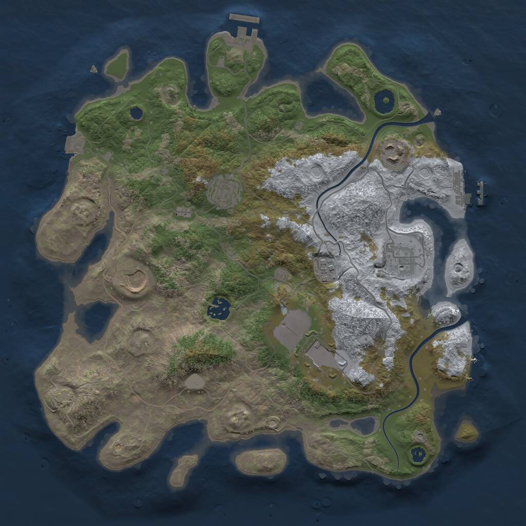 Rust Map: Procedural Map, Size: 3500, Seed: 56194, 11 Monuments
