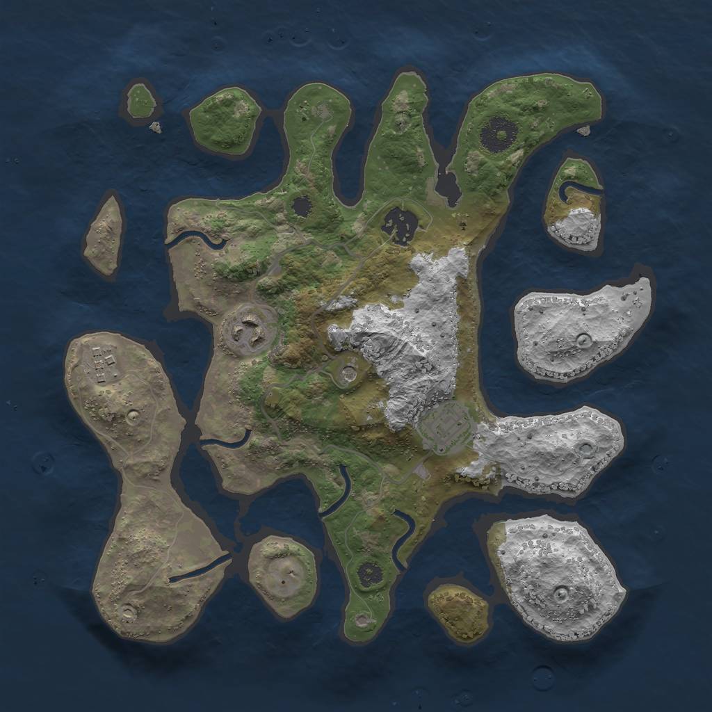Rust Map: Procedural Map, Size: 3000, Seed: 30969, 7 Monuments
