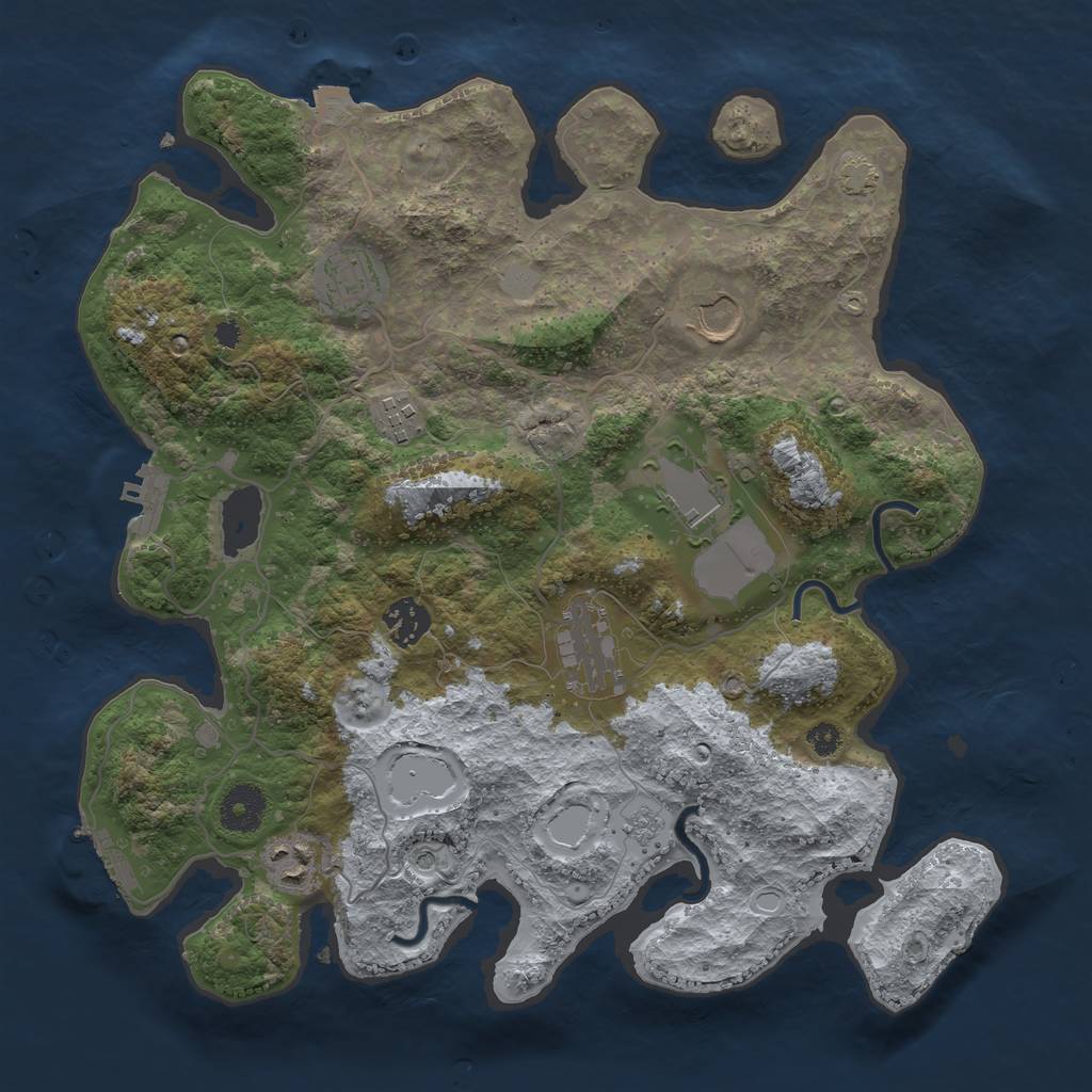 Rust Map: Procedural Map, Size: 3500, Seed: 1131089587, 15 Monuments