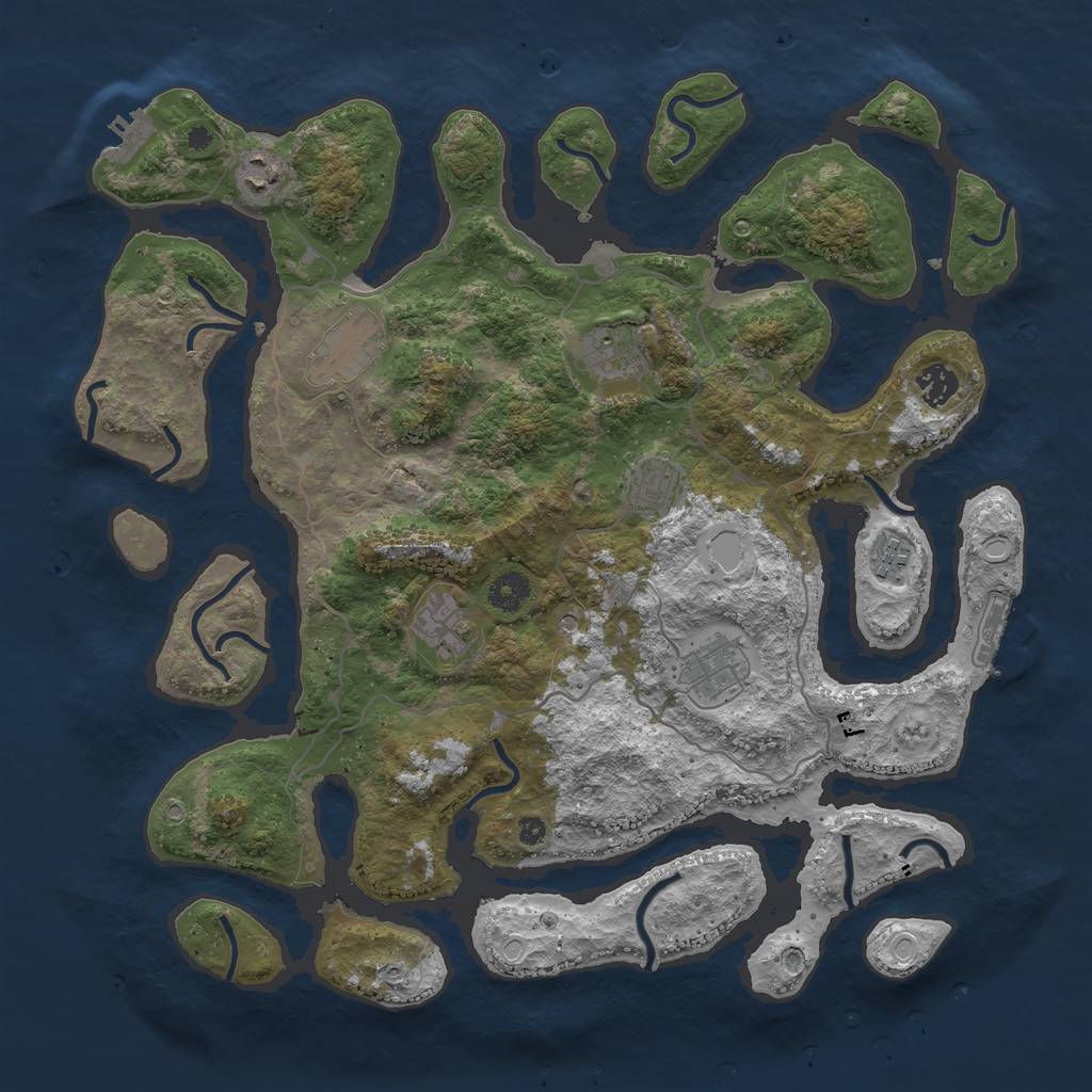 Rust Map: Procedural Map, Size: 4000, Seed: 694201337, 16 Monuments