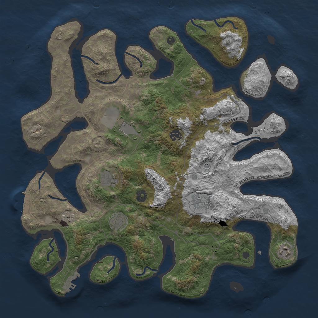 Rust Map: Procedural Map, Size: 4000, Seed: 14041987, 12 Monuments