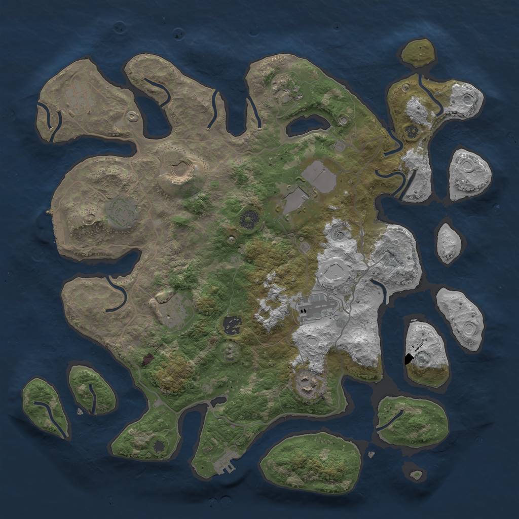 Rust Map: Procedural Map, Size: 4000, Seed: 1246605032, 17 Monuments