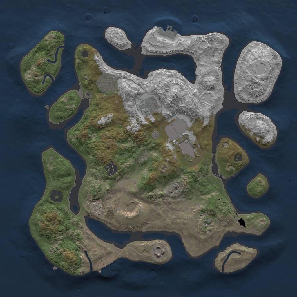 Rust Map: Procedural Map, Size: 3500, Seed: 4527, 16 Monuments