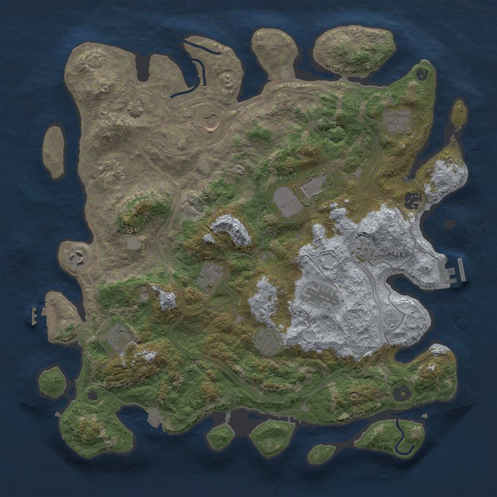 Rust Map: Procedural Map, Size: 4250, Seed: 497086033, 17 Monuments