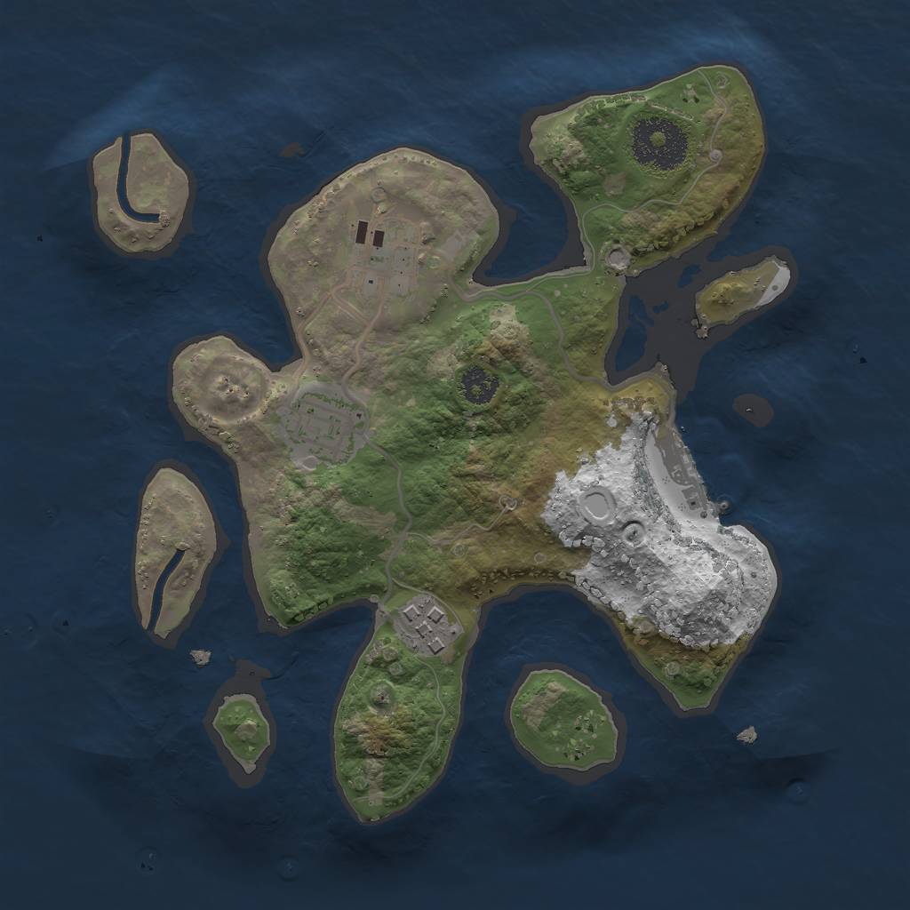 Rust Map: Procedural Map, Size: 2500, Seed: 187036, 9 Monuments