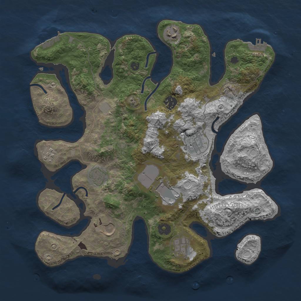 Rust Map: Procedural Map, Size: 3500, Seed: 56343, 15 Monuments
