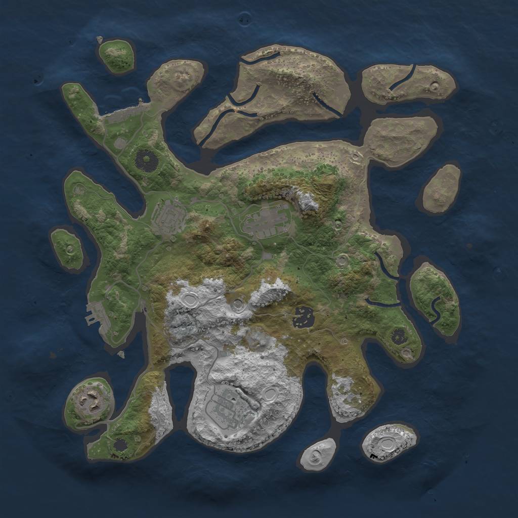 Rust Map: Procedural Map, Size: 3400, Seed: 1233285013, 13 Monuments